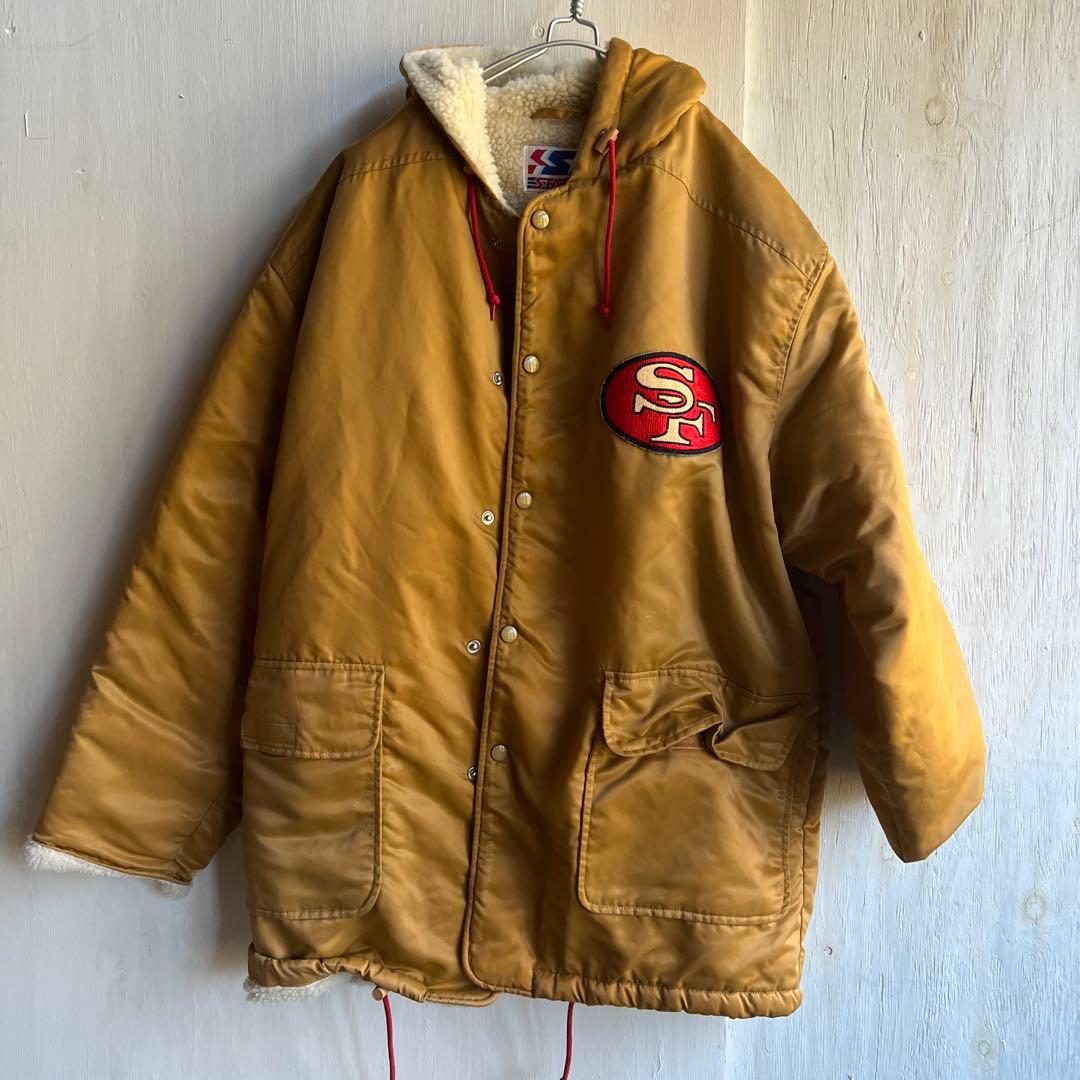 NFL スタジャン ブラウン　starter STARTER】NFL スターター 80s USA製 サテンスタジャン ビンテージ