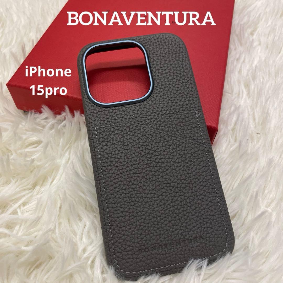 新品未使用　BONAVENTURA iPhone15pro チャコールグレー ダイアリーケース(iPhone 15 Pro)シュリンクレザー チャコールグレー