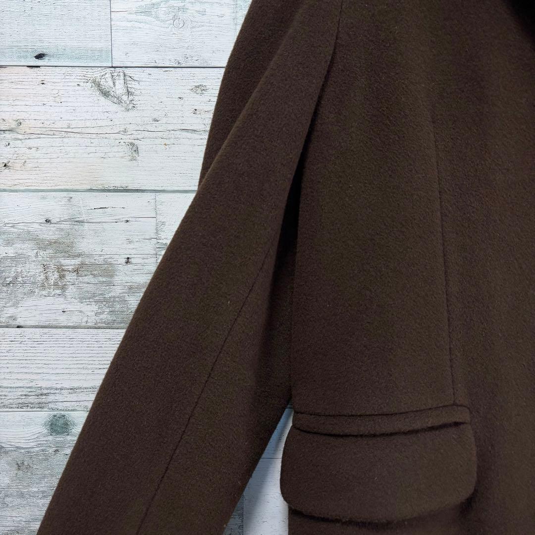 ☆大きいサイズ・XL☆チェスターコート 裏地総柄 羊毛&カシミヤ ブラウン