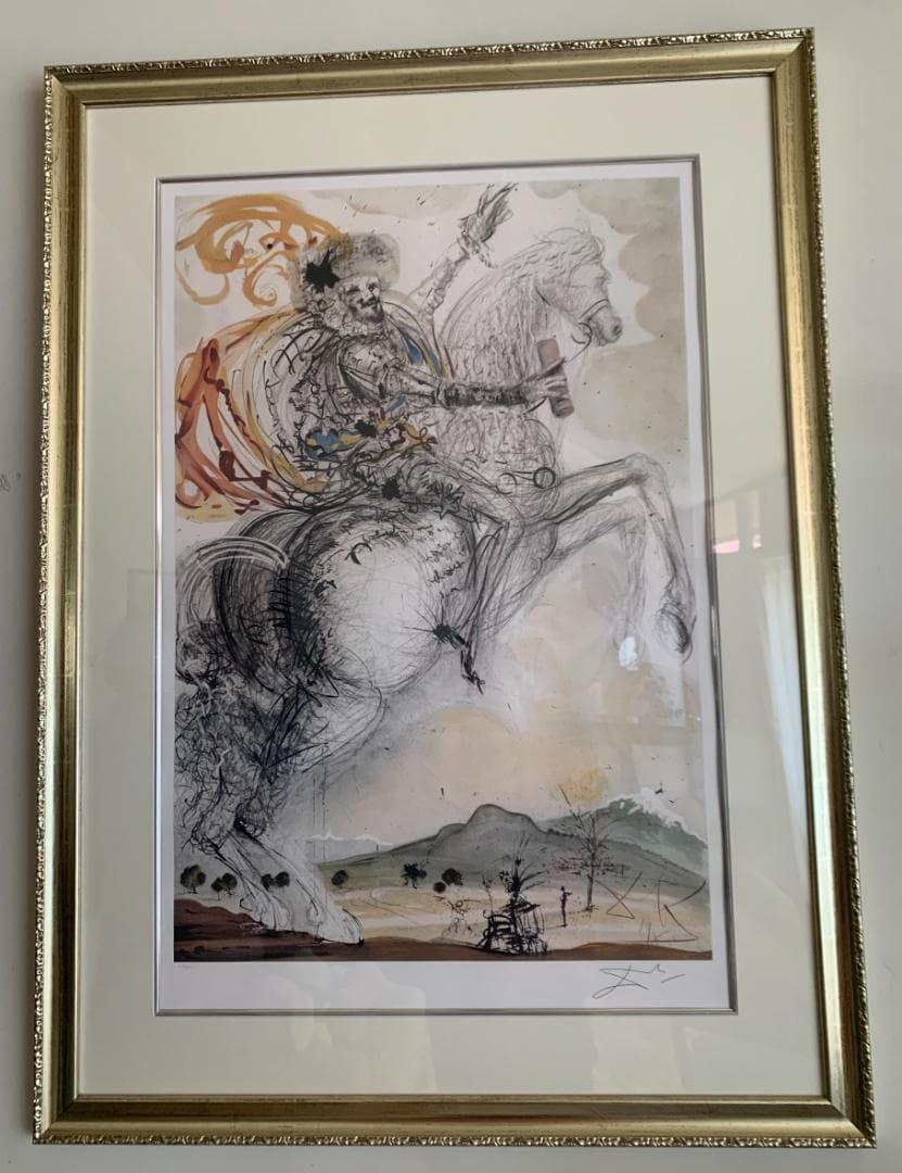 サルバドール ダリ「ドン キホーテ」限定リトグラフ額付き 証明書 180/500 サルバドール ダリ「ドン キホーテ」額縁4色選択可能 作品証明書 展示