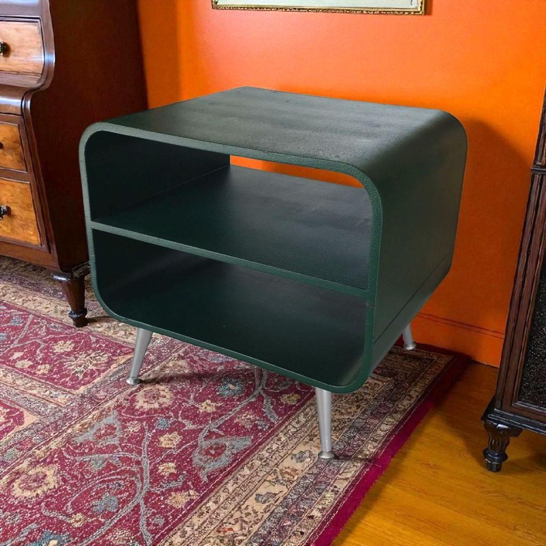 n*a様 【レア品】ダークグリーン サイドテーブル レトロ　昭和 サイドテーブル 昭和レトロ グリーン カフェテーブル 店舗什器
