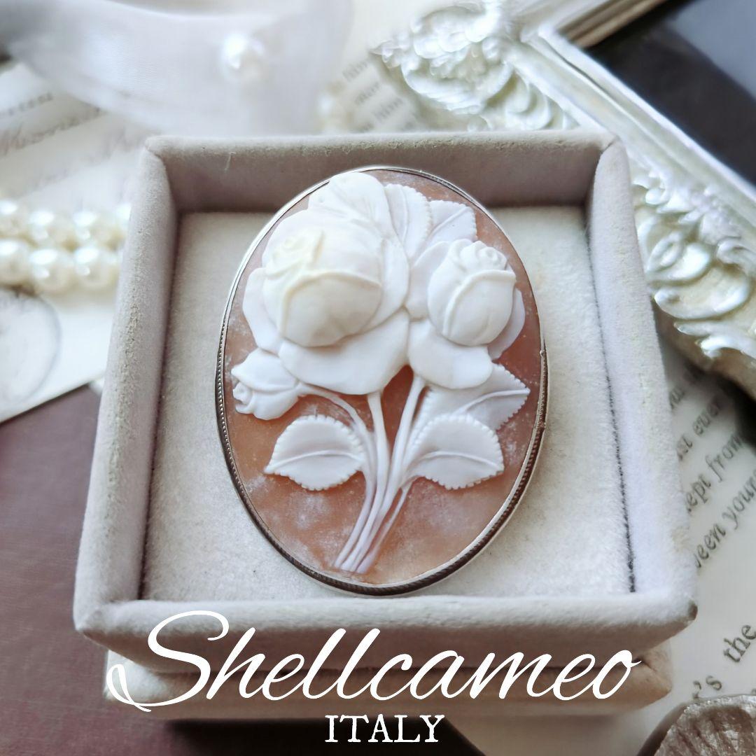 ITALY SILVER900 シェルカメオ ローズ ブローチ ペンダント 薔薇 楽天市場】カメオブローチPasquare Esposito作シェルカメオK18