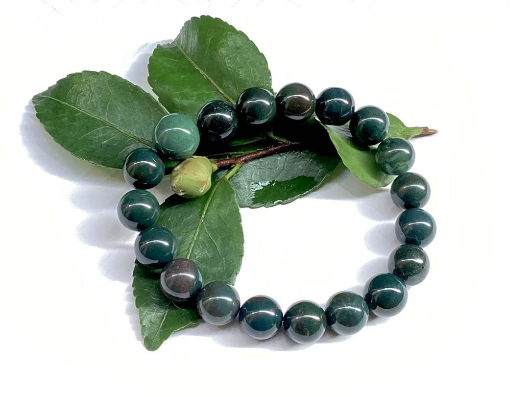 サックスブルー*出雲石ブレスレット 濃厚青緑 *希少色【碧玉】16cm