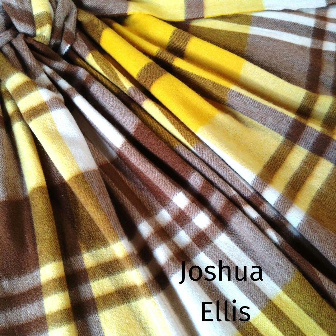 ジョシュアエリス　カシミヤ100%　大判ストール　イエロー/ブラウン/クリーム Joshua Ellis（ジョシュアエリス） ストール 大判 厚手 カシミヤ