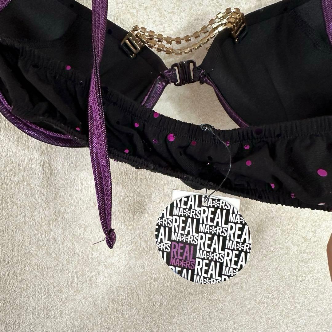 タグ付き【MA＊RS】チェーン付きスパンコールパープルラメ見せブラmars