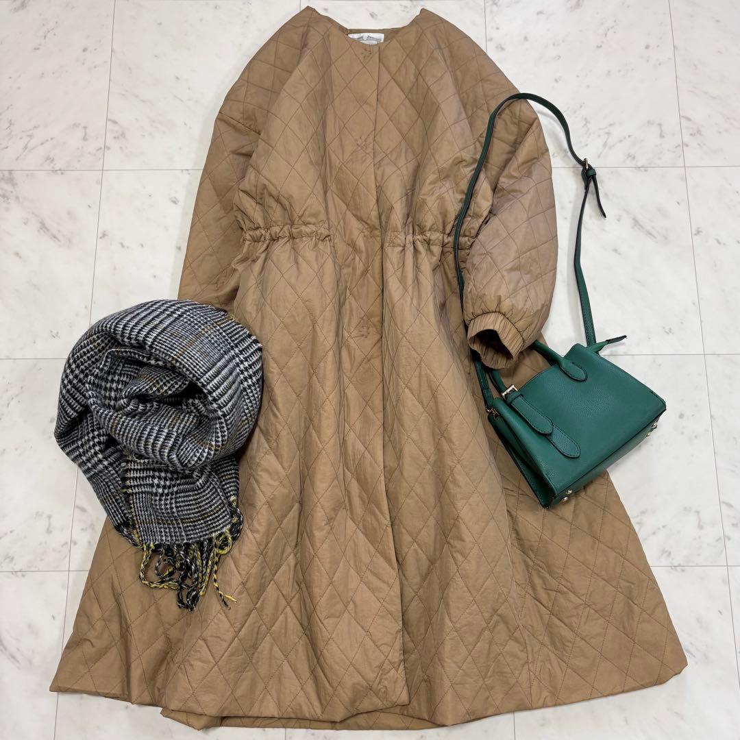 極美品✨ビアズリー　バルーン袖キルトコート　キャメル　ロングコート　キルティング BEARDSLEY（ビアズリー）の「美シルエット！バルーン袖キルトコート