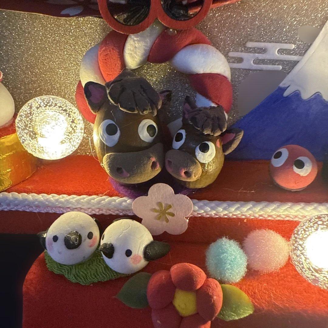 どんぐりアート♡2026年度お正月タペストリー風ライト付きリー