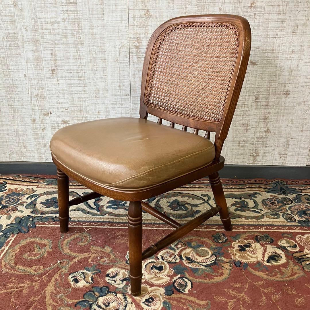 ヴィンテージ 飛騨産業 キツツキ 木製ダイニングチェア ラタンバック