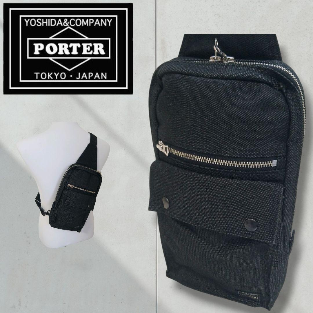【極美品】ポーター　PORTER　スモーキー　スリングショルダーバッグ　黒　希少 極美品 PORTER ポーター スモーキー スリング ショルダー バッグ 黒