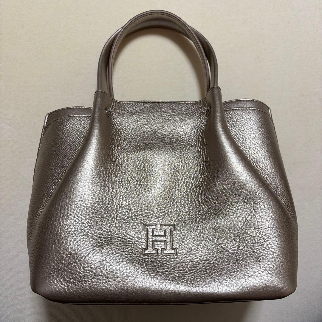 ヒロフ　メタリックゴールド レザー ハンドバッグ 楽天市場】HIROFU ヒロフ ハンドバッグ レザー シャンパンゴールド