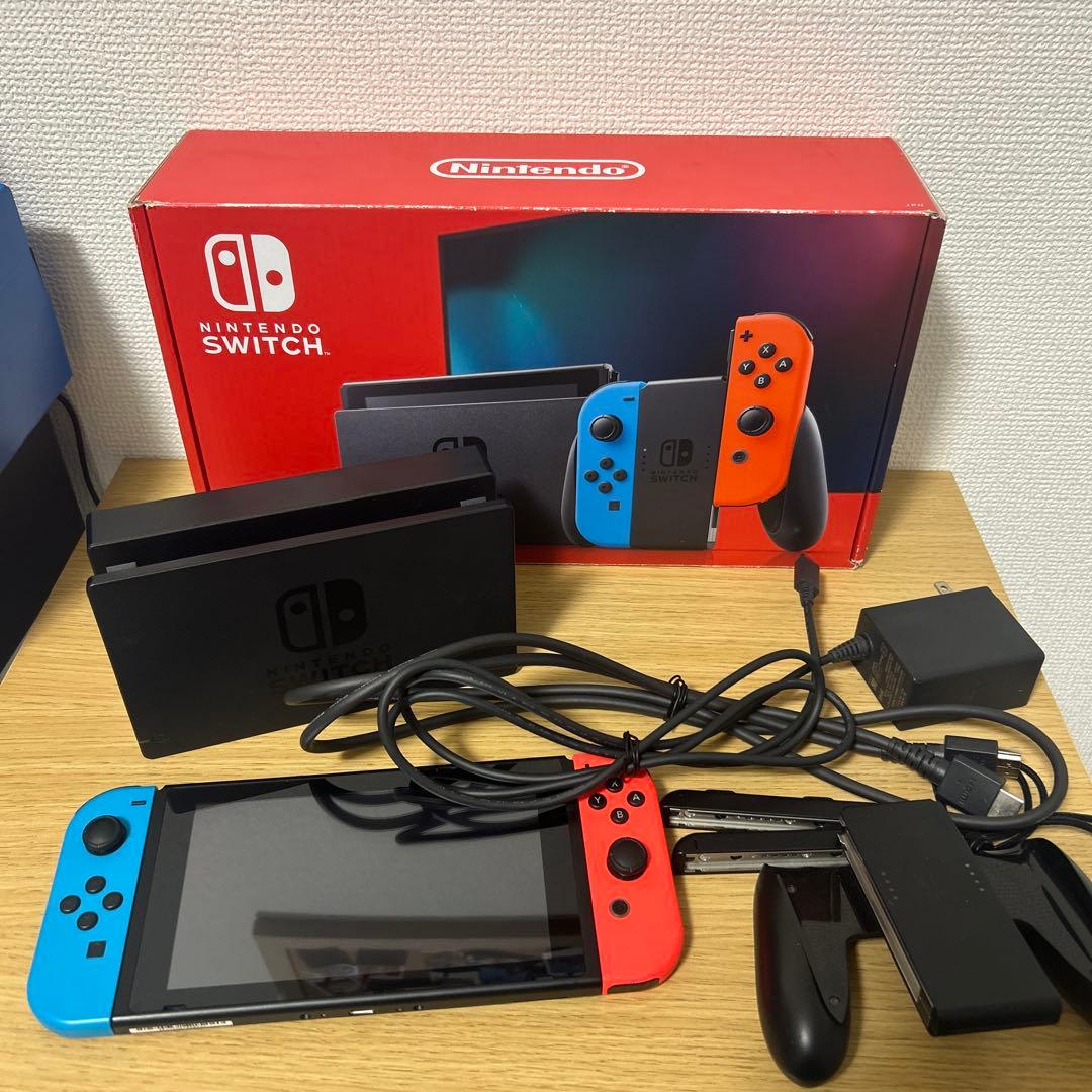 美品]Nintendo Switch ネオンレッド/ネオンブルー動作確認済み - メルカリ