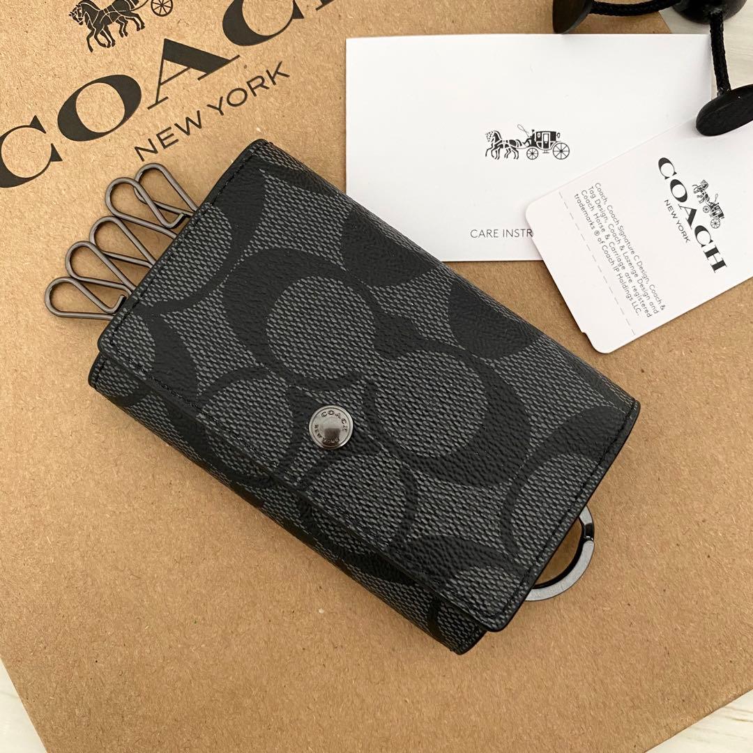 ★ 新品 COACHキーケース コーチ ブラック キーケース コーチ アウトレット COACH キーケース レディース ブラック 76741