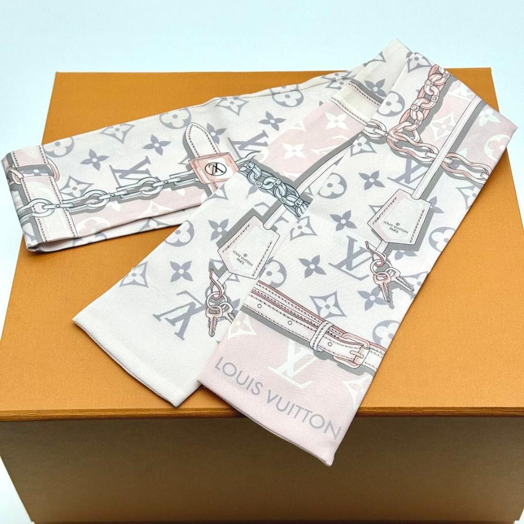 ルイヴィトン バンドー モノグラム コンフィデンシャル スカーフ シルク ピンク LOUIS VUITTON（ルイ・ヴィトン） リボンスカーフ バンドー
