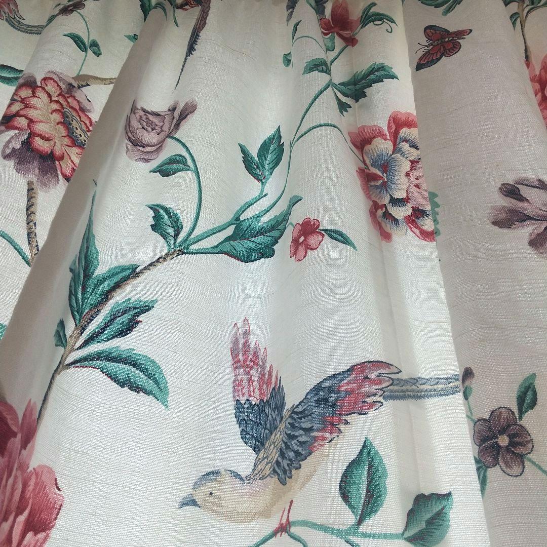 ローラアシュレイ エルベデンクリムゾン ハンドメイドカーテン