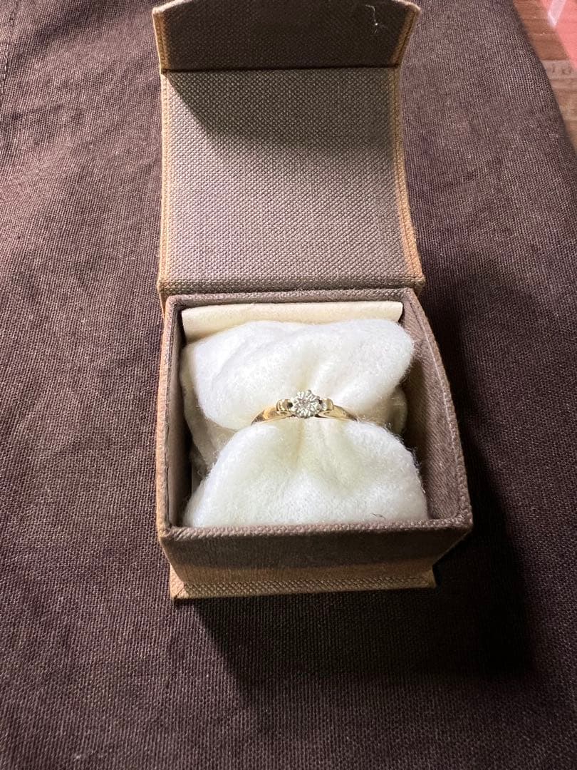 ゴールド フラワーリング　375 王冠刻印　 英国アンティークnyokki Antique Victorian 10k Gold Old European Cut Diamond Flower Ring