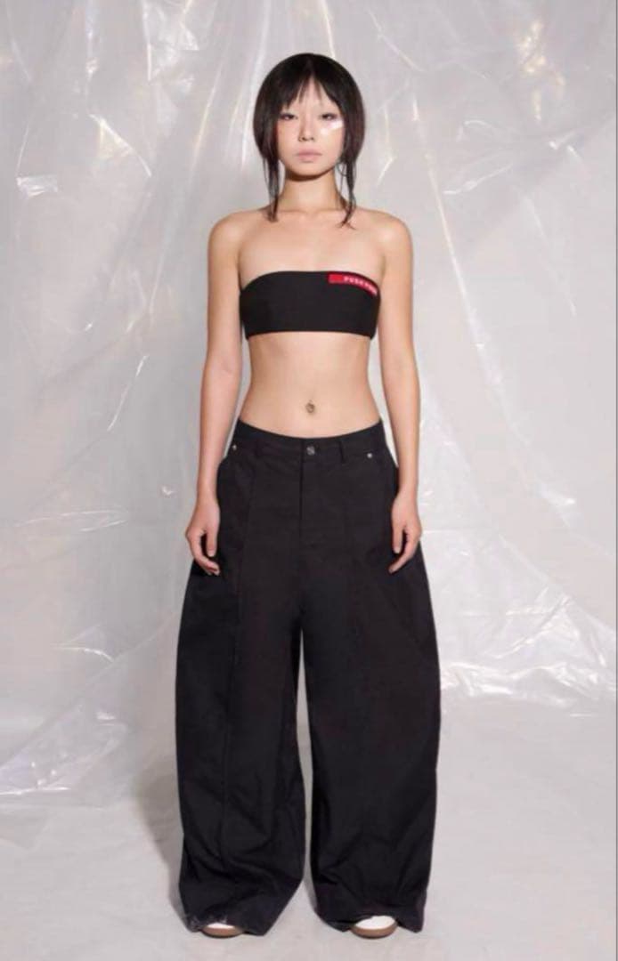 pushpush バギーデニム push push 極太バギーワイドリジットデニム