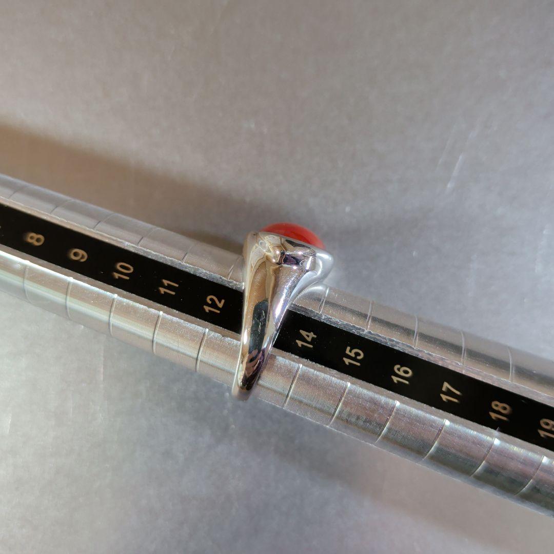 リング　Pt900　珊瑚　カボション　10.37g