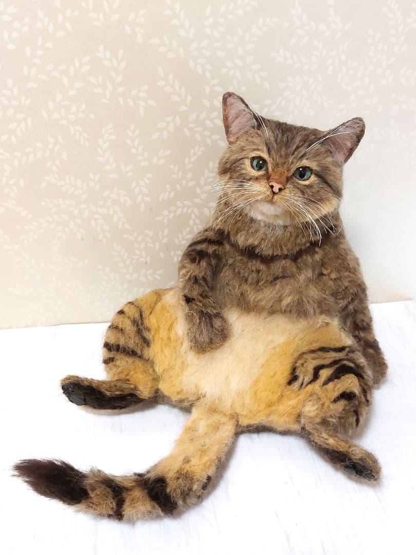 羊毛フェルト　猫　(キジトラ) 羊毛フェルト 猫 キジトラ猫 子猫ちゃん キジトラ ねこ ネコ 猫