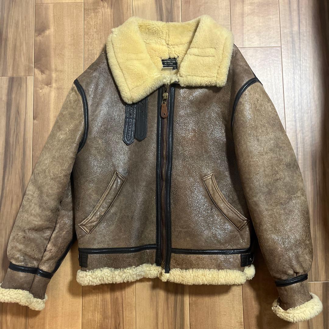 希少 AVIREX B-3 ムートンフライトジャケット 羊革 ブラウン 42 AVIREX（アヴィレックス） 本革 B-3ジャケット ムートンジャケット