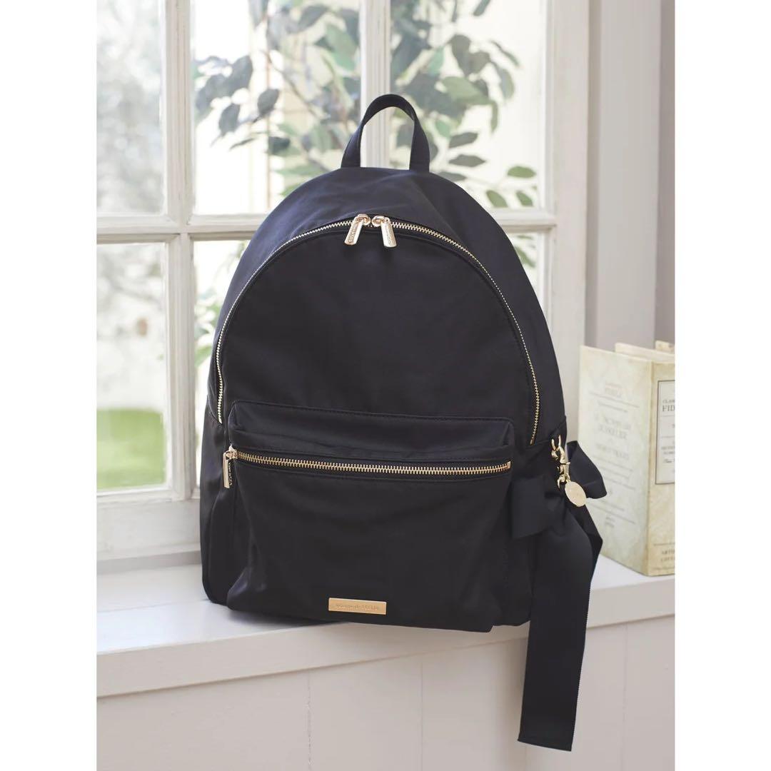 新品未使用Maison de FLEUR撥水加工リボンラウンドリュック ブラック Maison de FLEUR（メゾンドフルール）の「撥水加工リボンラウンド