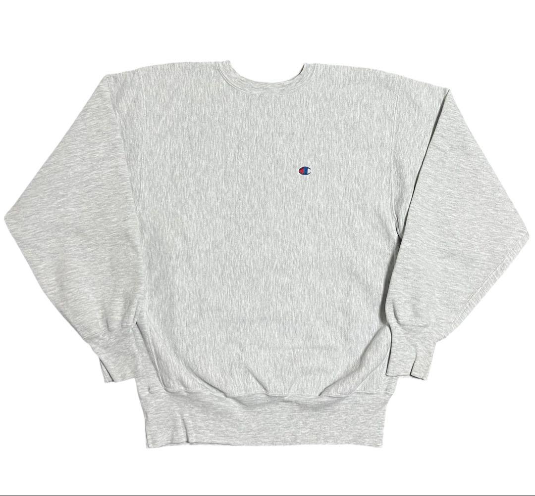 極美品　90s USA製　チャンピオン　リバースウィーブ　無地　グレー　目付き Champion（チャンピオン） 90's 刺繍タグ グレー 目あり リバース