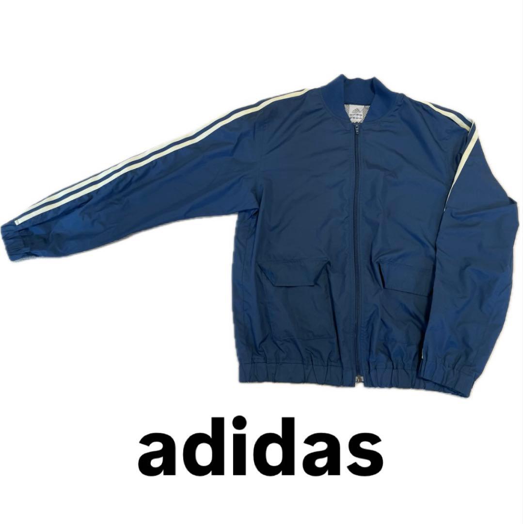 adidas ネイビー ジップアップジャケット アウター - メルカリ