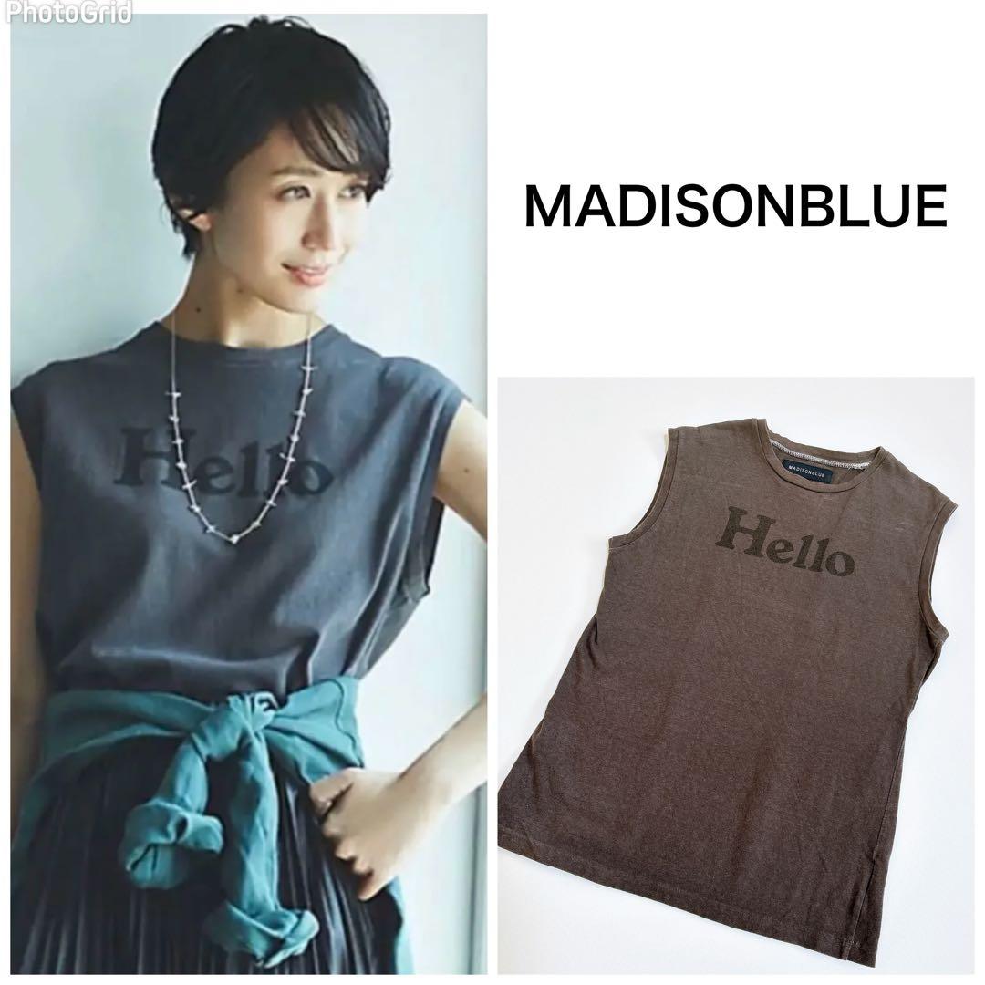 人気☆マディソンブルー HELLO ノースリーブTシャツ タンクトップ MADISON BLUE/マディソン ブルー】 HELLO NOSLEEVE TEE（Tシャツ