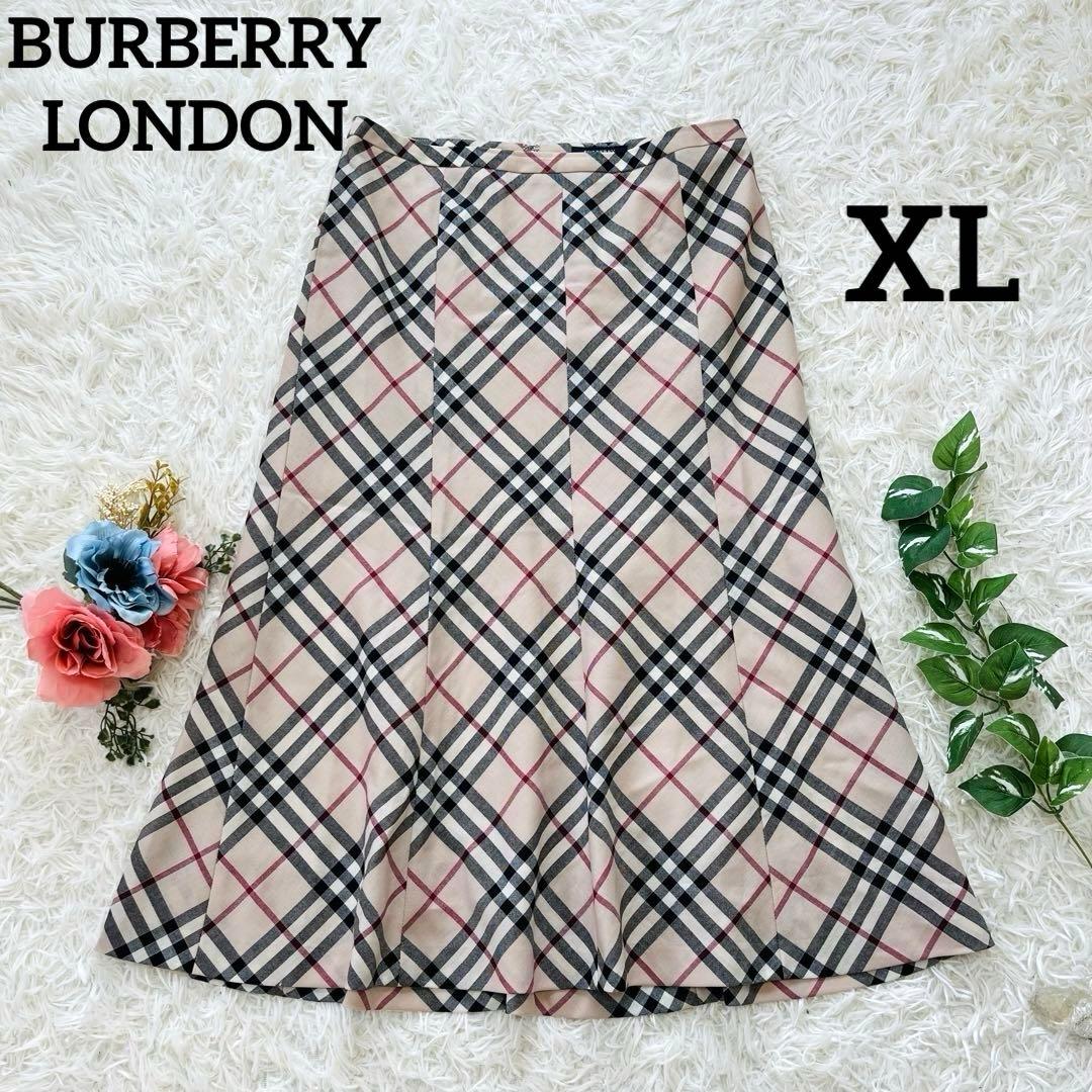 美品XL✨バーバリーロンドン　ノバチェックフレアスカート　メガチェック三陽商会 美品XL✨バーバリーロンドン ノバチェックフレアスカート メガチェック
