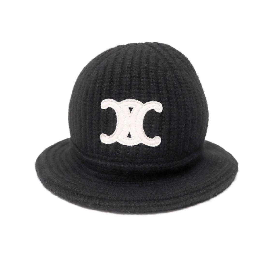 【新品同様】セリーヌ トリオンフ クロシェ バケットハット ニット帽 ビーニー 新品同様】セリーヌ トリオンフ クロシェ バケットハット ニット帽