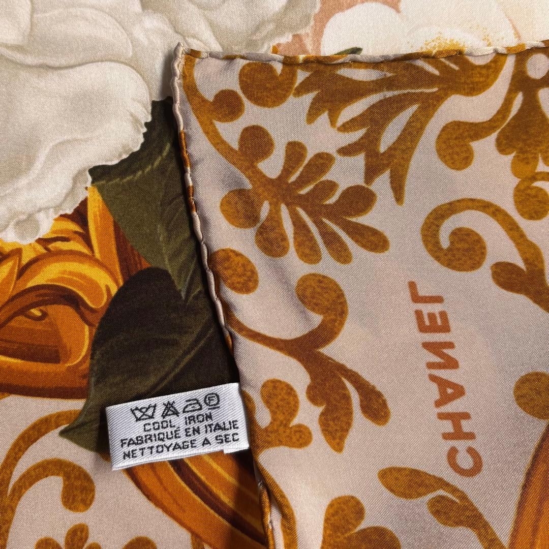 CHANEL シャネル 大判シルクスカーフ 花柄 カメリア 椿 ボタニカル