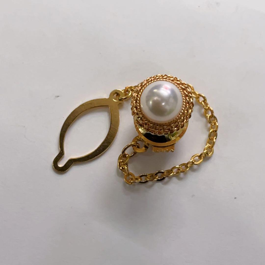 k18 真珠 パール アコヤ真珠 18金 タイピン ピン 総重量約4.3g ラペルピン メンズ 男性用 真珠 パール k18 ゴールド ピンブローチ 4mm