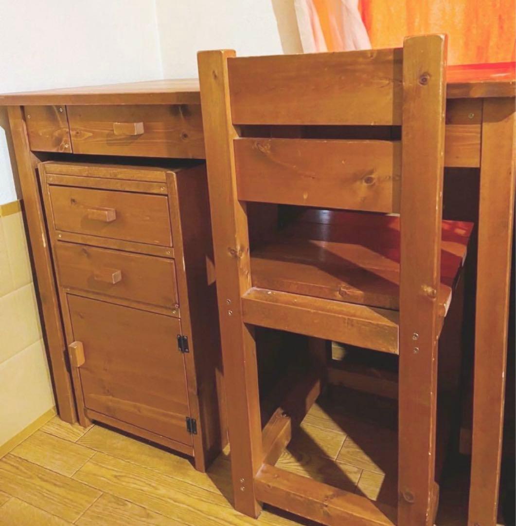 送料込木下家具 北欧 リム 木製デスク 学習机 事務机 無垢材 タモ