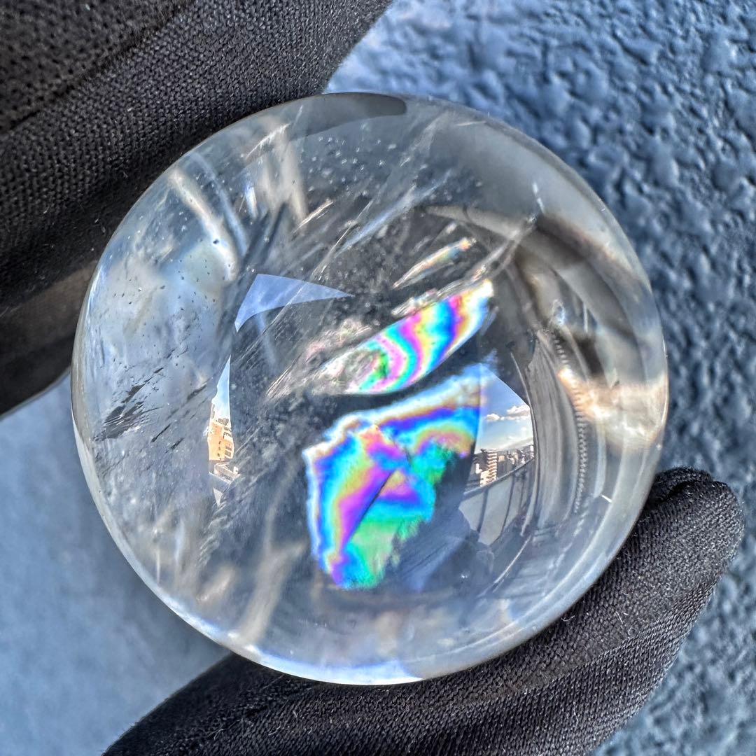 高透明度❗️レインボー☆ヒマラヤ ブルーエンジェルラダークォーツ丸玉A1303 厳選！激レア！宝石質！ブルーエンジェルラダークォーツ丸玉43mm 天使