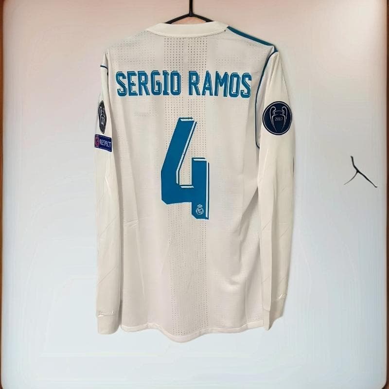 17-18 セルヒオ・ラモス Ramos レアル・マドリード 長袖 シャツ 4番 レアルマドリード（A) 17/18 UEFA CL用 セルヒオ・ラモス＃4 +