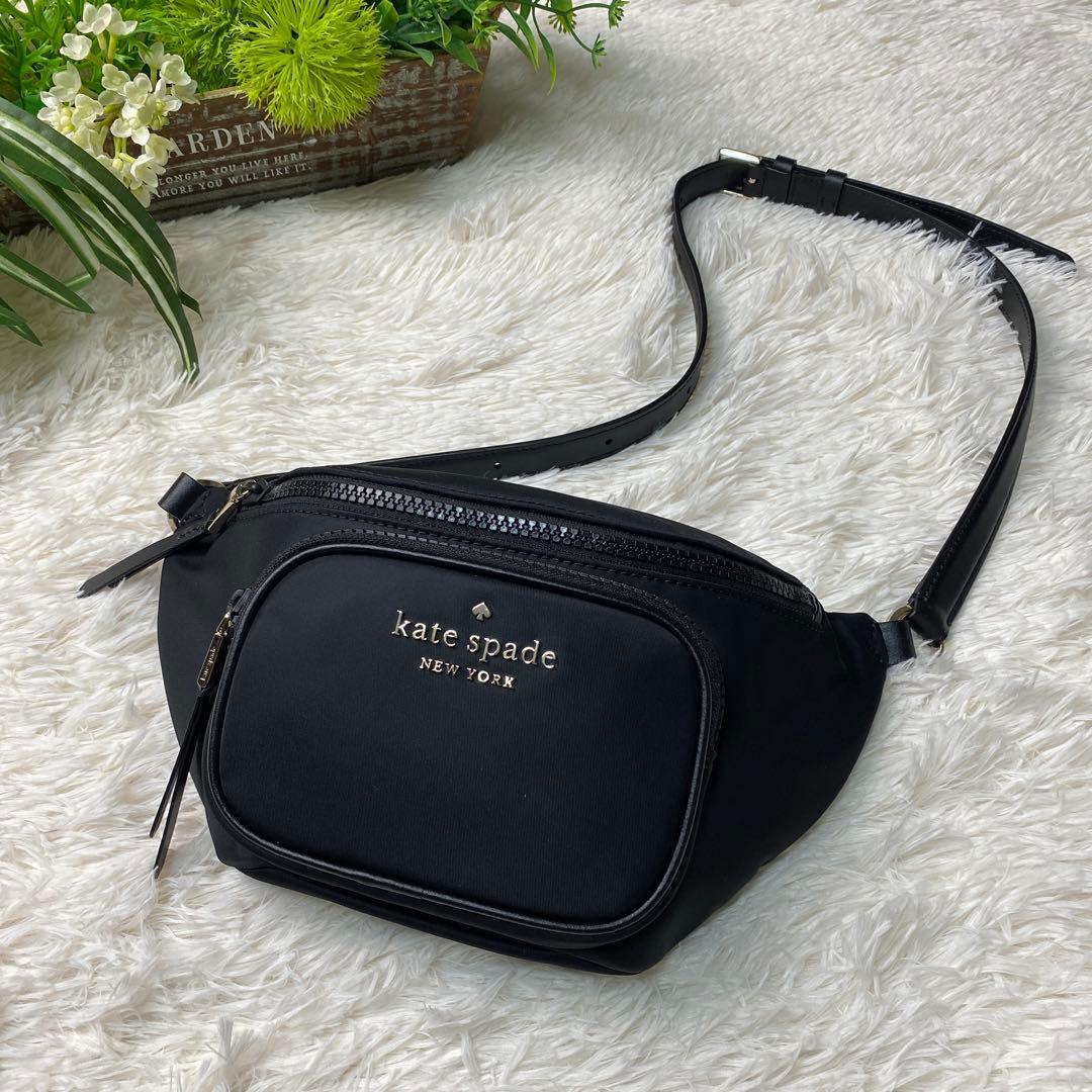 未使用に近い☆kate spade☆ケイトスペード☆ベルトバッグ黒 ケイトスペードニューヨーク kate spade new york ウエストバッグ