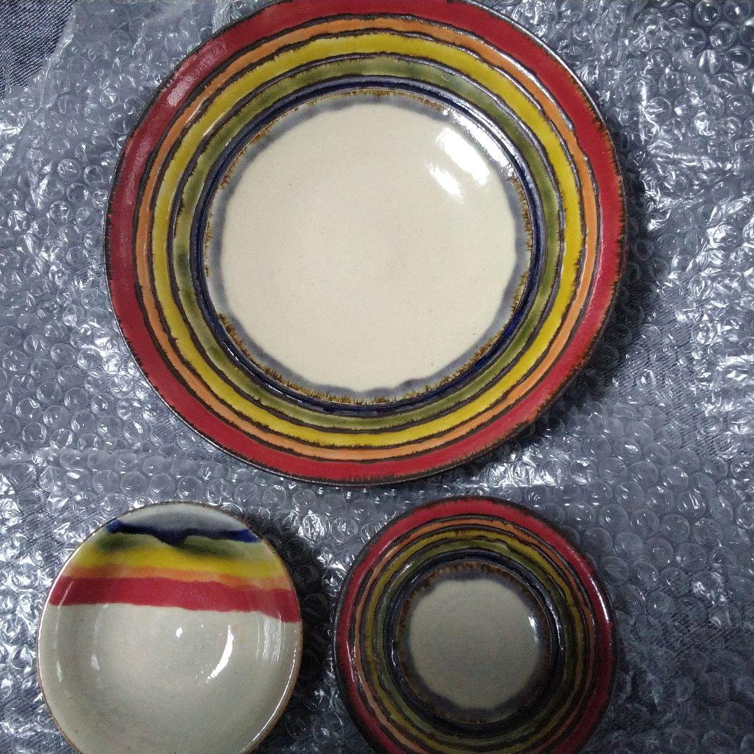 やちむん・アカマシバル やちむん アカマシバル製陶所 ふちどりプレート8寸（ニヌファブシ