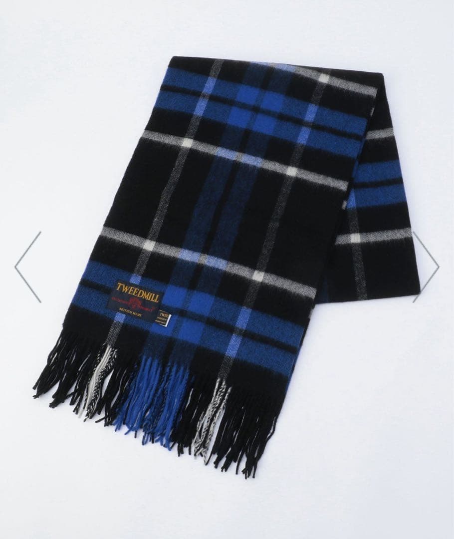 TWEEDMILLツイードミル チェック　ストール　ブルー アバハウス ABAHOUSE 【TWEEDMILL/ツイードミル】大判チェック柄