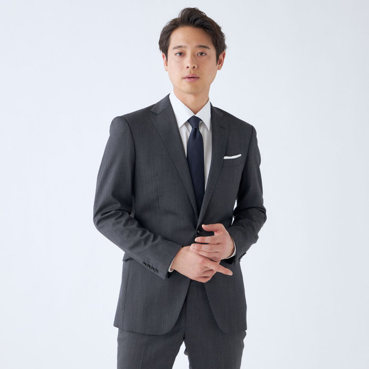 KSW】【年間】2釦シングルスーツ 0タック/グレー/ウエストシャーリング