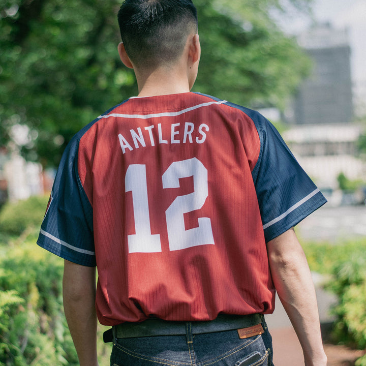 Antlers サッカーシャツ Lサイズ レッド ラインTシャツ（アントラーズ