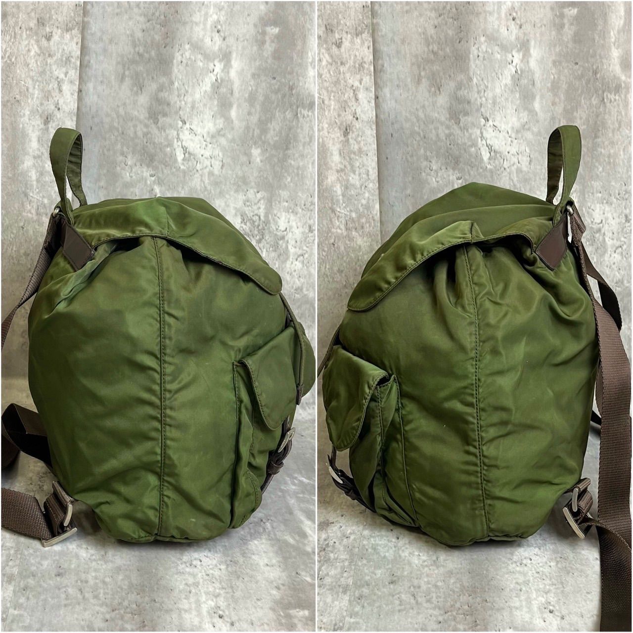 良品】 PRADA プラダ リュックサック バッグパック フラップ バックル