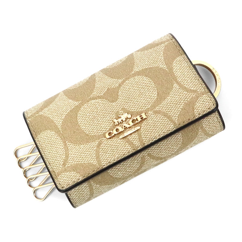 Brandol / COACH コーチ キーケース シグネチャー ライトベージュ