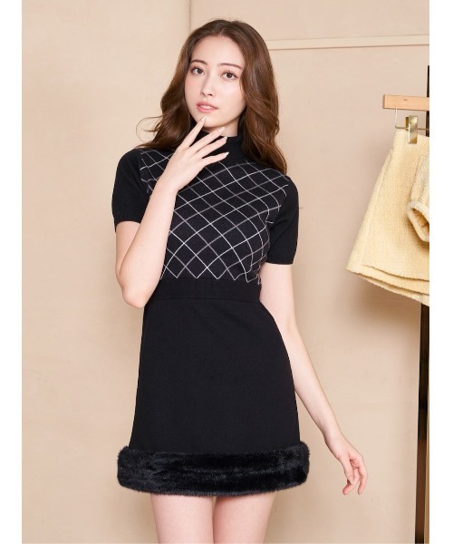 セール】チェックファーニットミニワンピース（ワンピース）｜Darich
