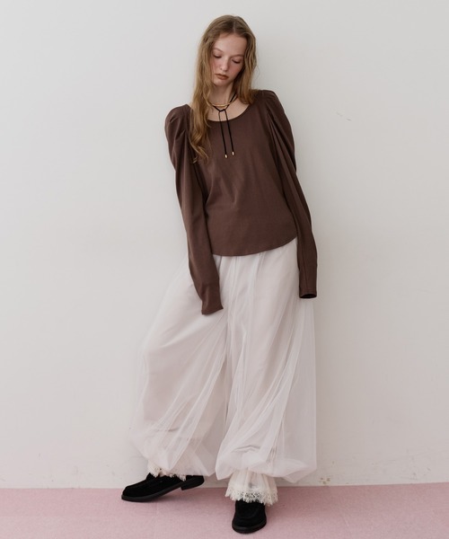 裾レースチュールバルーンパンツ（その他パンツ）｜J1U by LA BELLE