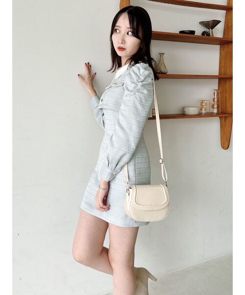 セール】ツイードドッキングミニワンピース（ワンピース）｜dazzlin