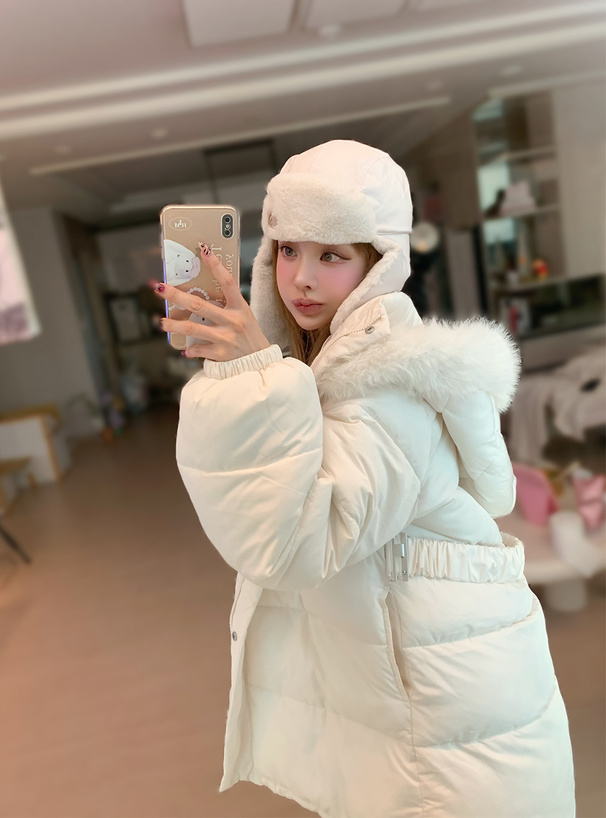 ベルト付きファー中綿ダウンコート[kd47] | レディースファッション