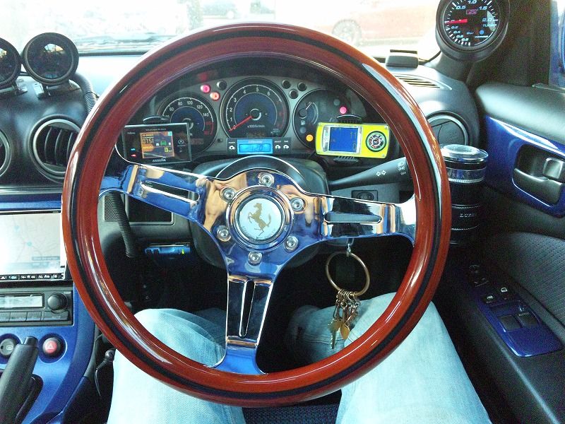 ウッドハンドル 小径ステアリング OBA 約23パイ 旧車 街道レーサー