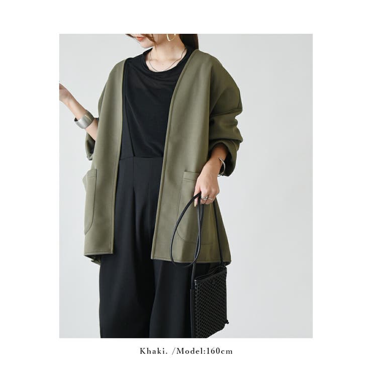 ノーカラージャケット アウター ジャケット[品番：ZX000006343]｜and