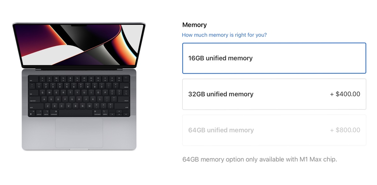 64GB RAM Option is Only Available on MacBook Pro with M1 Max Chip