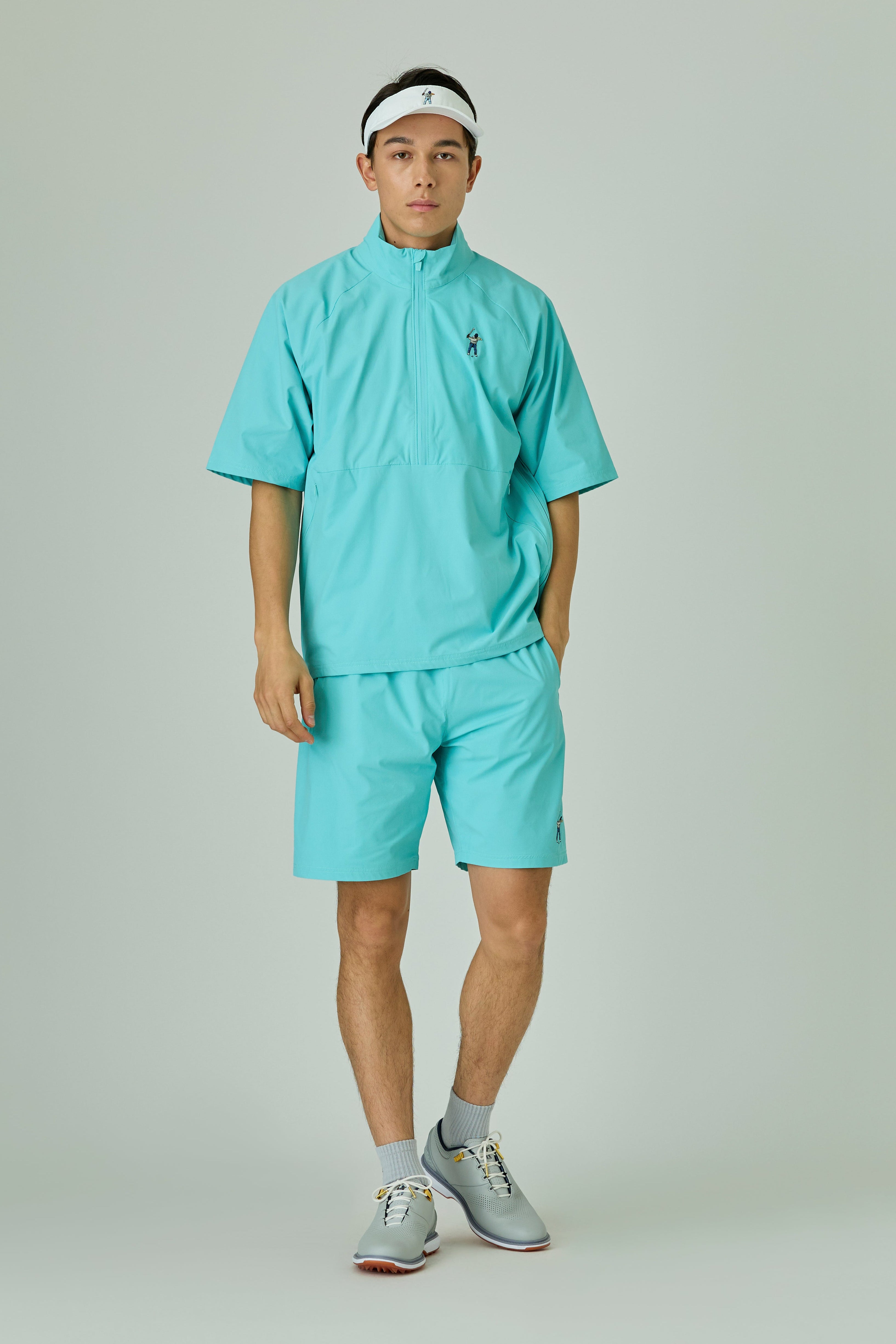 SS 1/2 ZIP NYLON WIND SHIRT / 裏メッシュ半袖ウィンドブレイカー